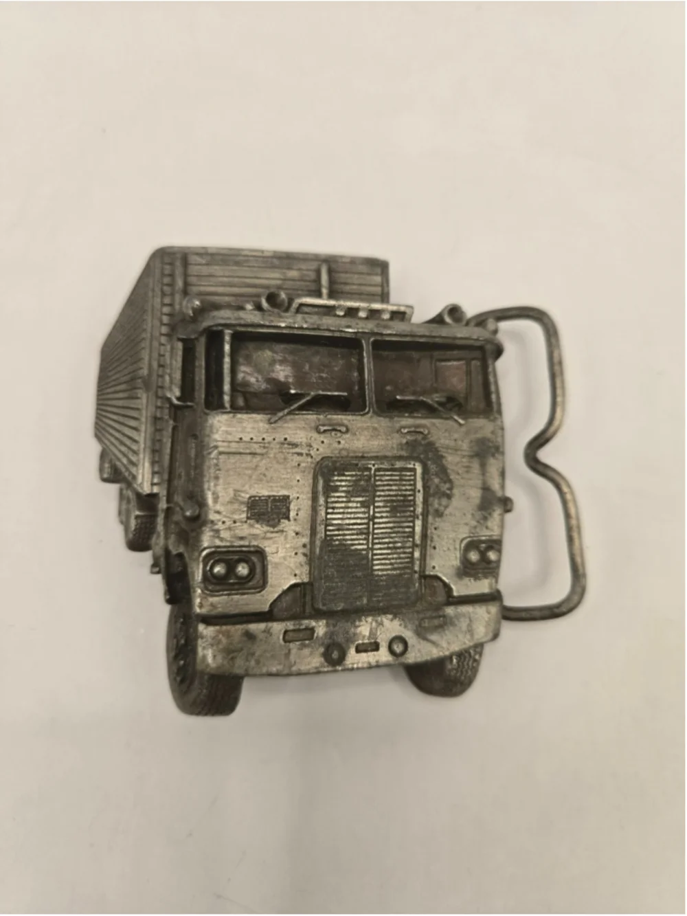 Vintage 1978 Bergamot Brass Works Semi Truck Belt Buckle Big Rigger B-38 Pewter